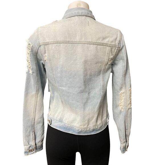 CI SONO DENIM COLLECTION light washed distressed denim jacket cotton sz S NEW !! - Picture 4 of 10